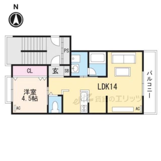 マンション東岡(1LDK/3階)の間取り写真