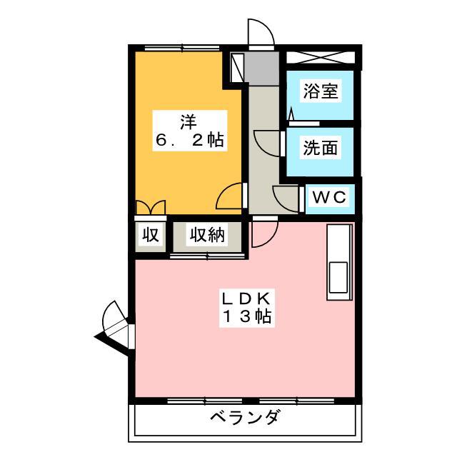 ロイヤルハイム ミエ(1LDK/1階)の間取り写真