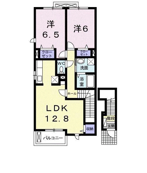 ミニョン カナージュ I(2LDK/2階)の間取り写真