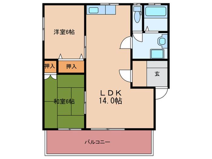 ハイツひろ(2LDK/2階)の間取り写真
