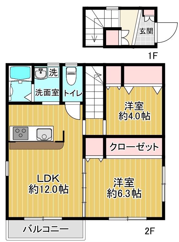 セーシェル(2LDK/2階)の間取り写真