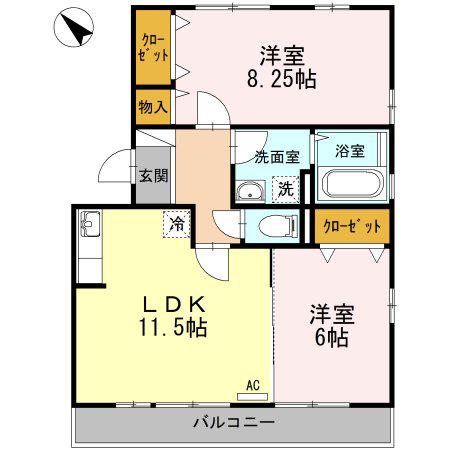 ボナール(2LDK/1階)の間取り写真