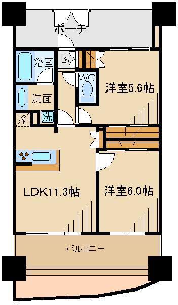 ミオカステーロ府中宮町(2LDK/7階)の間取り写真