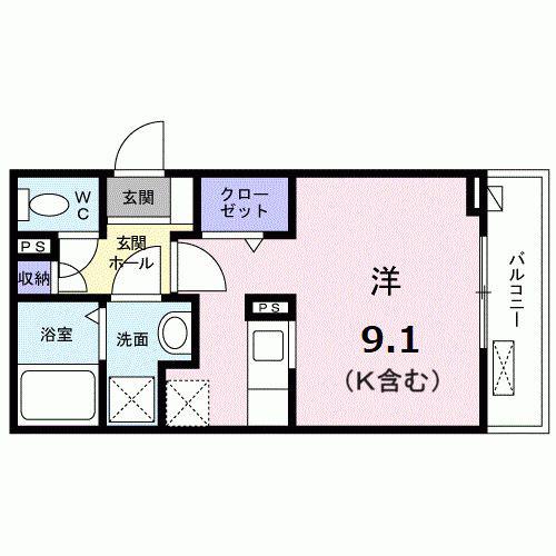 パレクレール練馬高野台(ワンルーム/2階)の間取り写真