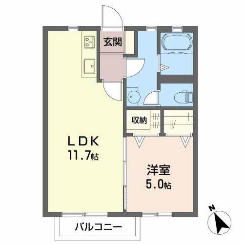シャーメゾン・ヴィヴァーチェ(1LDK/2階)の間取り写真