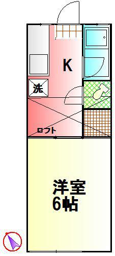 フォーベル鶴巻(1K/2階)の間取り写真