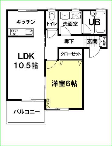 アーバニズム70D(1LDK/2階)の間取り写真