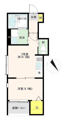 呼続一丁目4(1DK/2階)の間取り写真