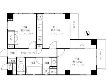 M-麻布十番(2DK/4階)の間取り写真