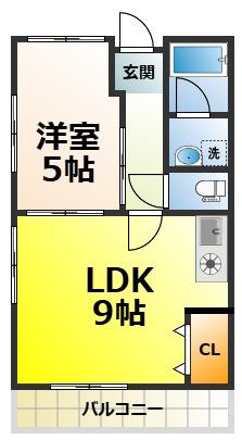 ニューコーヨー(1LDK/1階)の間取り写真