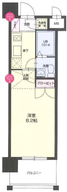 ギャランティー21博多NO66(1K/9階)の間取り写真