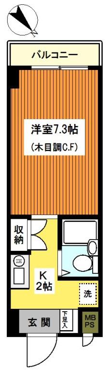 ドルフ安藤橋III(1K/4階)の間取り写真