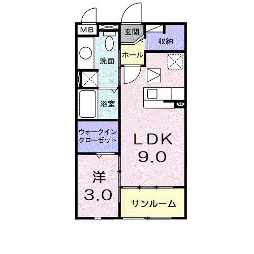 レジィデンス たなべK(1LDK/1階)の間取り写真