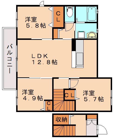 シャーメゾン志の(3LDK/2階)の間取り写真