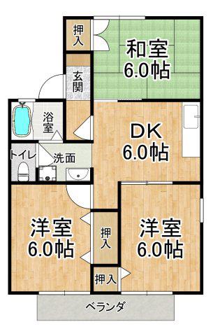 谷口ハイツ(3DK/1階)の間取り写真