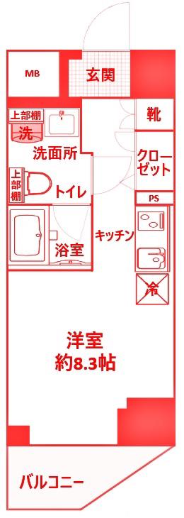 スパシエイラーレ横浜(ワンルーム/5階)の間取り写真