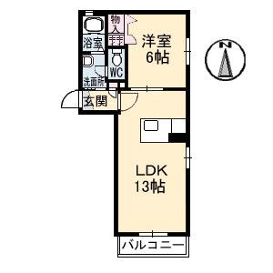ラ・ヴィータ平井弐番館(1LDK/2階)の間取り写真