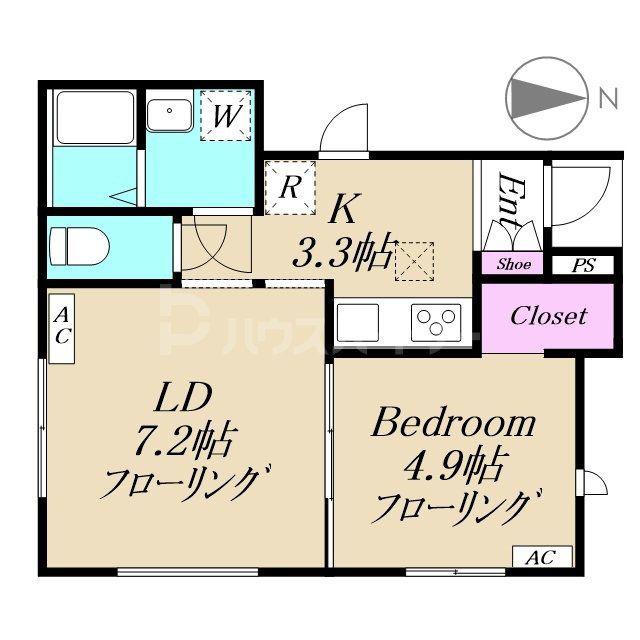 ハートフルストーリー(1LDK/1階)の間取り写真