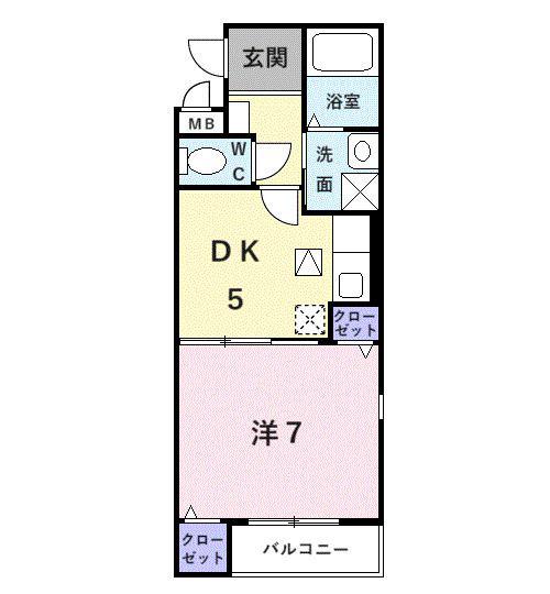 ミニヨン(1DK/1階)の間取り写真