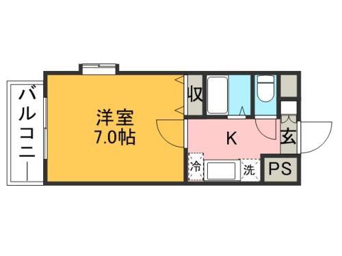 ダブルーンVIII桜坂(1K/6階)の間取り写真