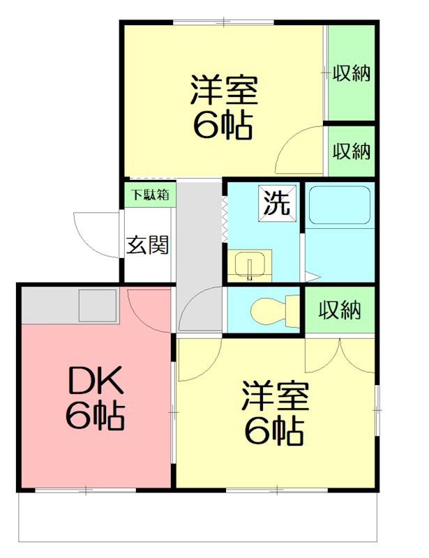 ボタニカアパルトマンII(2DK/1階)の間取り写真