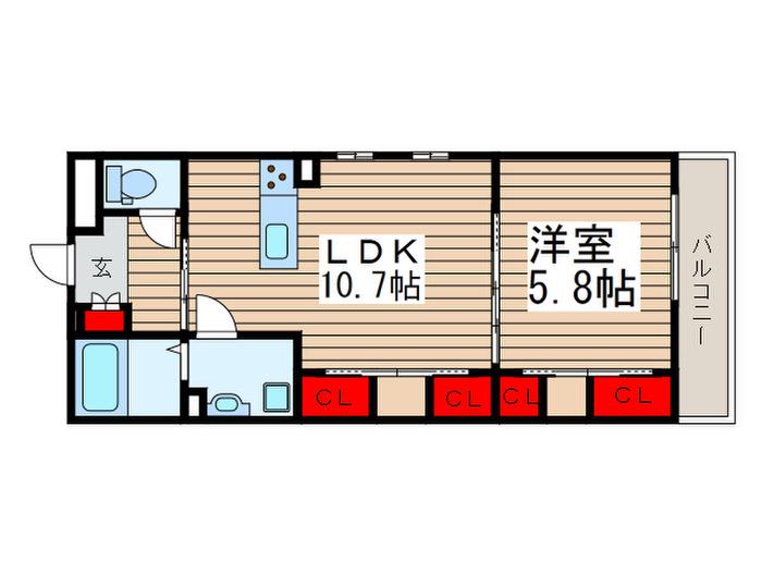 リブリ・ESPACIO(1LDK/1階)の間取り写真