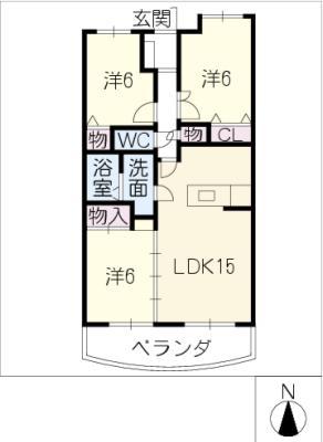 ラルゴ白壁(3LDK/8階)の間取り写真