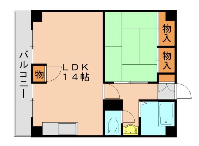 東福岡ビル(1LDK/7階)の間取り写真