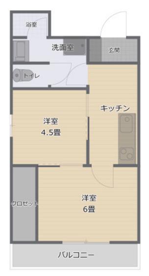 森川ビル(2K/3階)の間取り写真