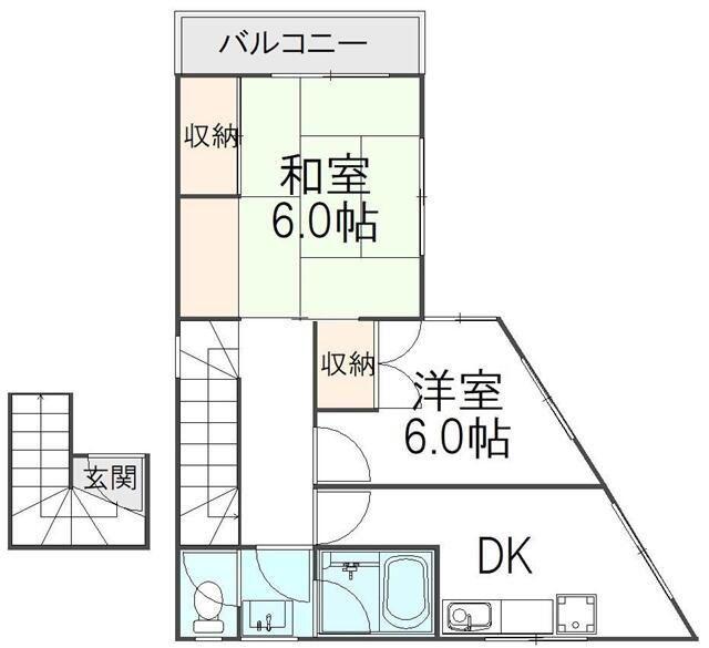 パラダイム堀之内(2DK/3階)の間取り写真