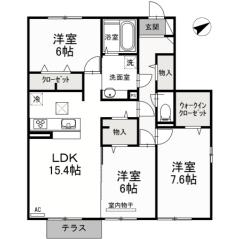 ドリームテュア/クレールシャト クレールシャト(3LDK/1階)の間取り写真