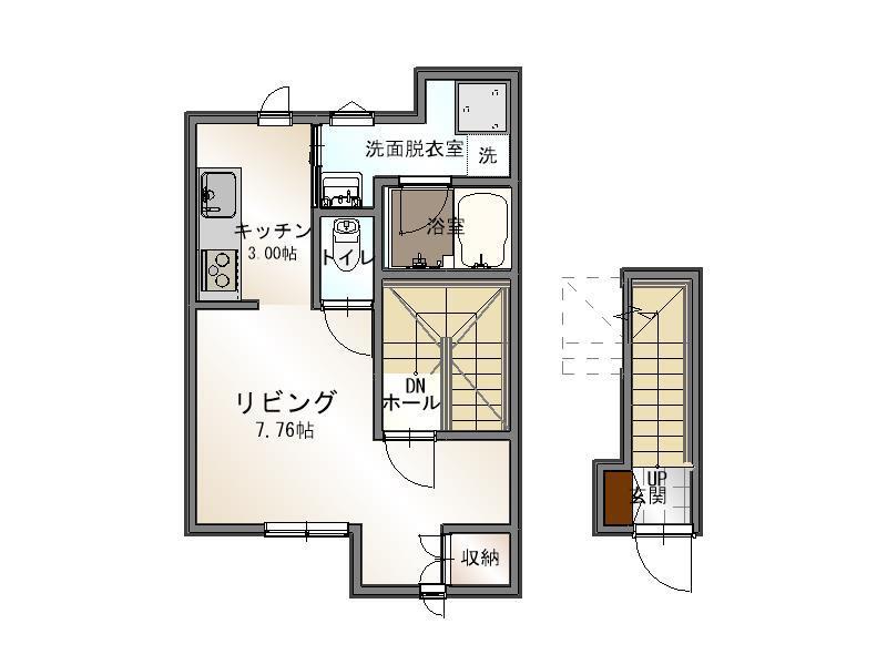 ポテト4(1K/2階)の間取り写真
