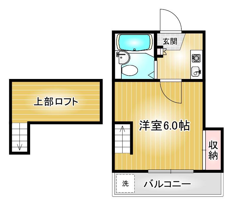 ACT川名(1K/2階)の間取り写真