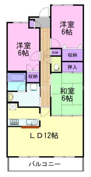 ハイツマロニエ今泉(3LDK/1階)の間取り写真