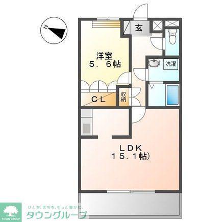 シェルル・スイート(1LDK/2階)の間取り写真