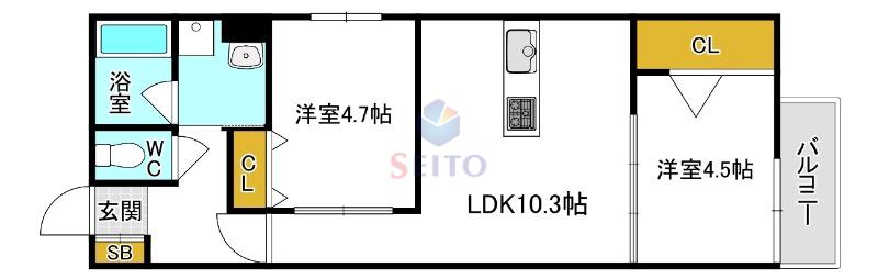 LEROY千里山(2LDK/2階)の間取り写真