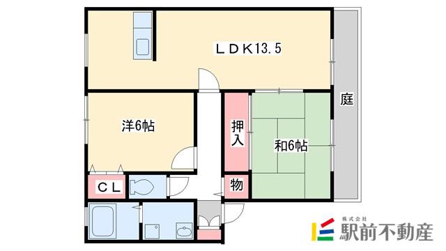 ウェルフェアビレッジ E棟(2LDK/1階)の間取り写真