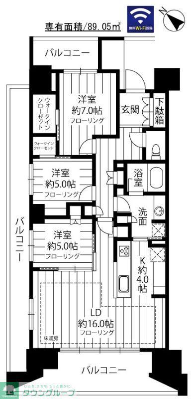 HARUMI FLAG PARKVILLAGE F棟(3LDK/11階)の間取り写真
