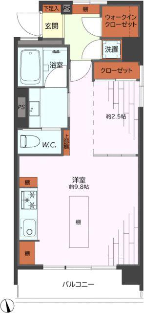 パラシオン恵比寿(1LDK/3階)の間取り写真