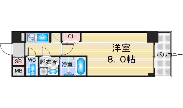 S-RESIDENCE志賀本通ノース(1K/6階)の間取り写真