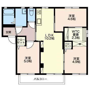 T・TOWNパレスA(3LDK/1階)の間取り写真