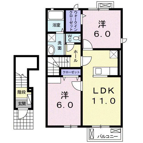 ソレアードV(2LDK/2階)の間取り写真