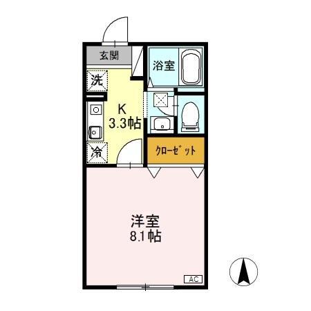 マイルド(1K/1階)の間取り写真
