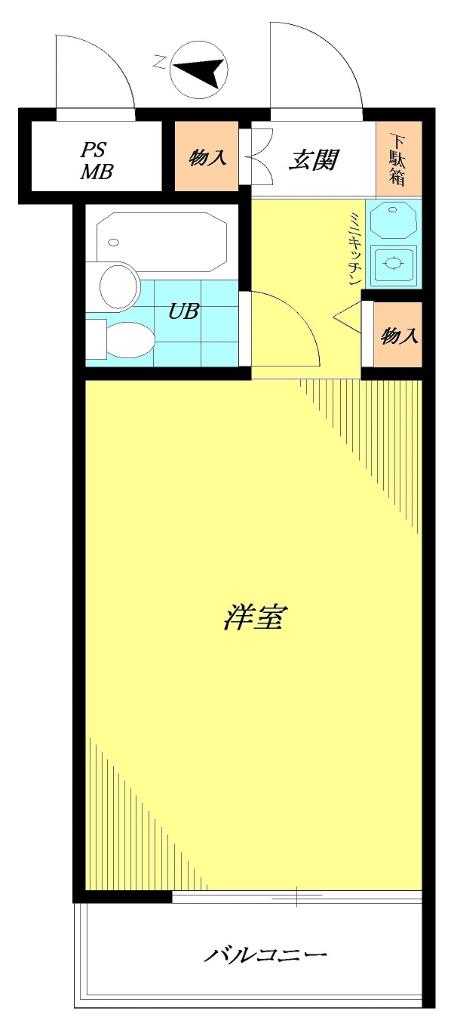 ライオンズマンション鶴見第3(ワンルーム/1階)の間取り写真