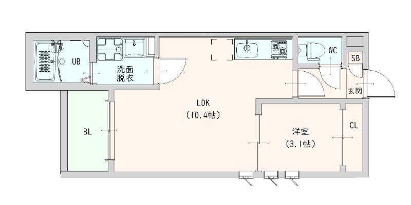 プルーム中原西(1LDK/3階)の間取り写真