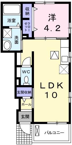 アヴァンティI(1LDK/1階)の間取り写真
