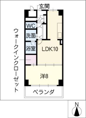 グリーンベル(1LDK/4階)の間取り写真