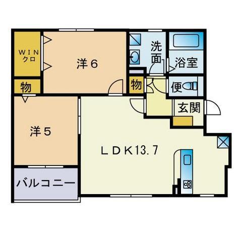 ダイアリー伊都(2LDK/3階)の間取り写真
