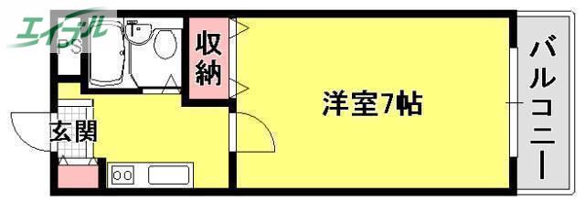 エトワール岡山(1K/3階)の間取り写真