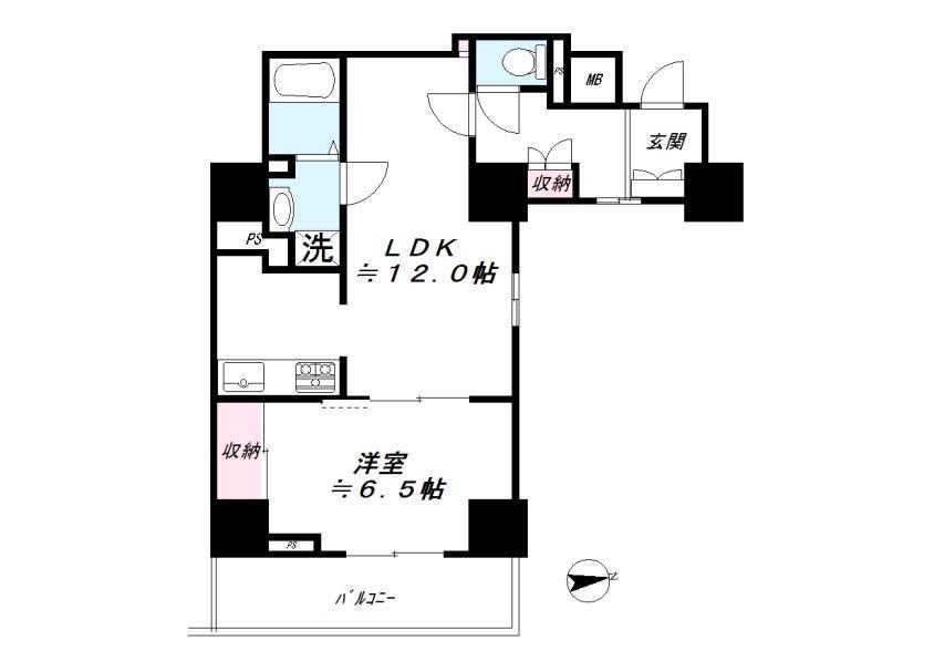Jタワー西大井ウエストコート(1LDK/5階)の間取り写真